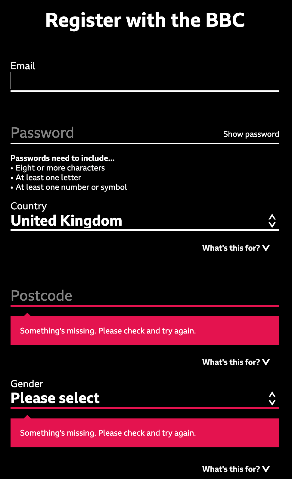 Enter all the required details - how to get BBC iPlayer in Canada