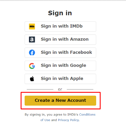 How to create IMDB account in Canada step 2