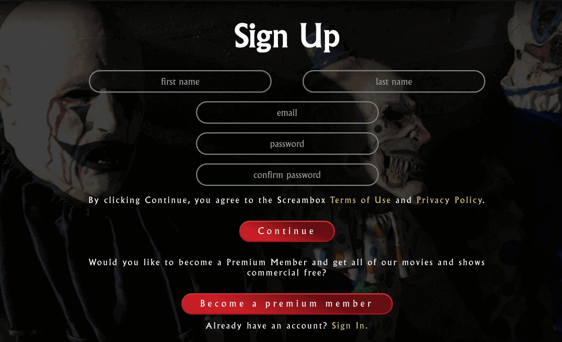 enter all the required details and click continue to get Screambox subscription
