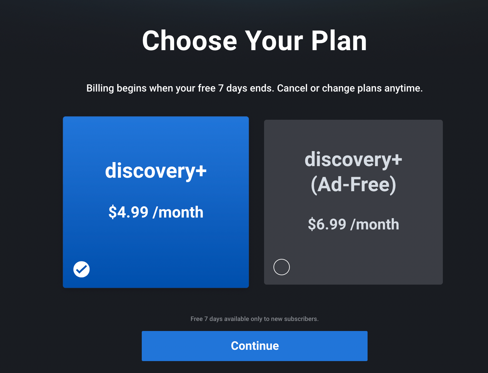 choose your discovery plus plan