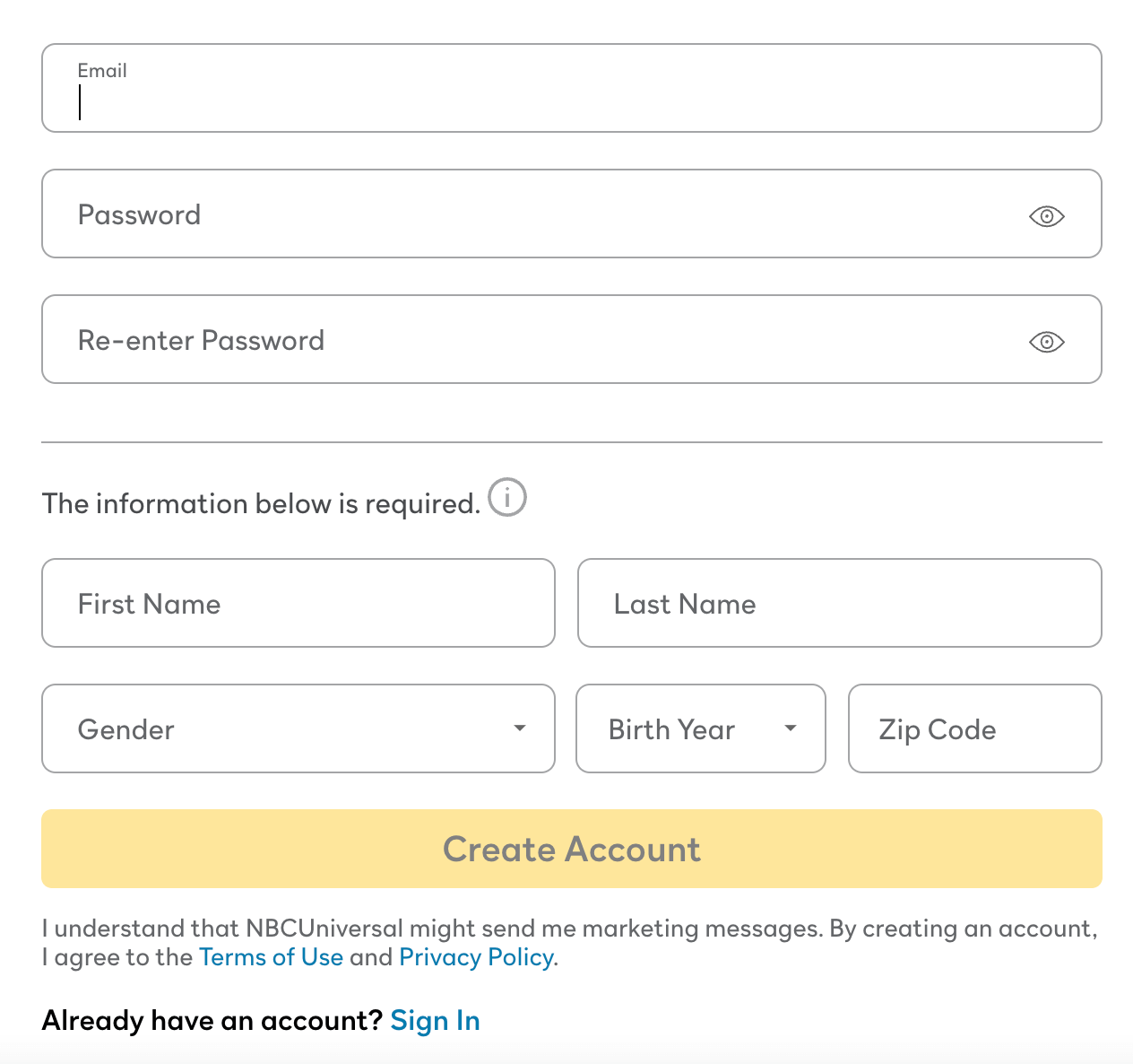 enter all the details and click Create Account