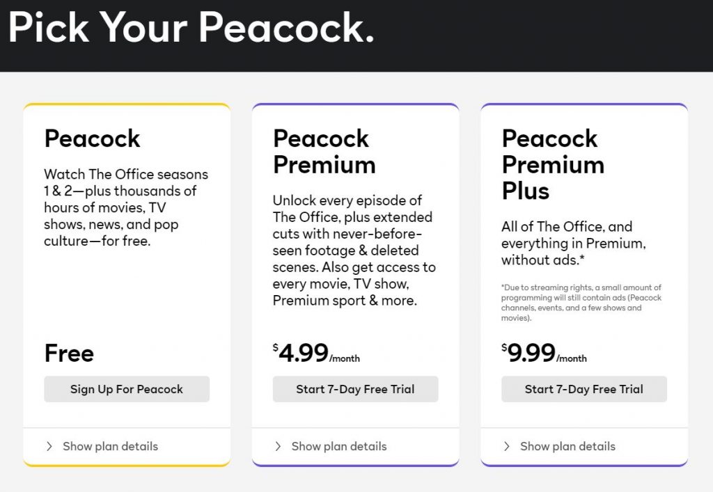 Peacock TV price plan - Peacock Premium Canada