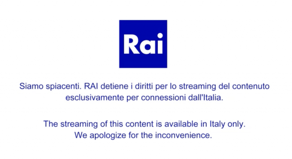 Rai TV geo-location error while trying to watch in Canada 