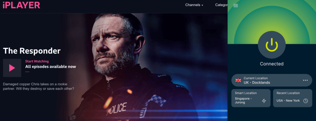 Watching The Responder in Canada using VPN