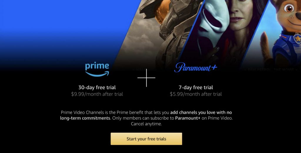 Paramount+ Plan with Amazon Prime Canada