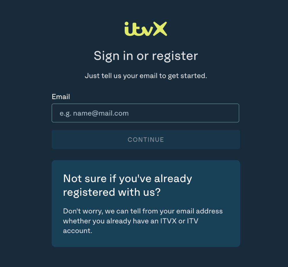 Illustration of entering your email address to sign up for ITVX in Canada
