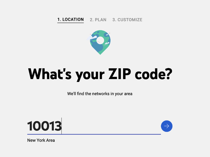 Illustration of entering the zip code to sign up for YouTube TV in Canada